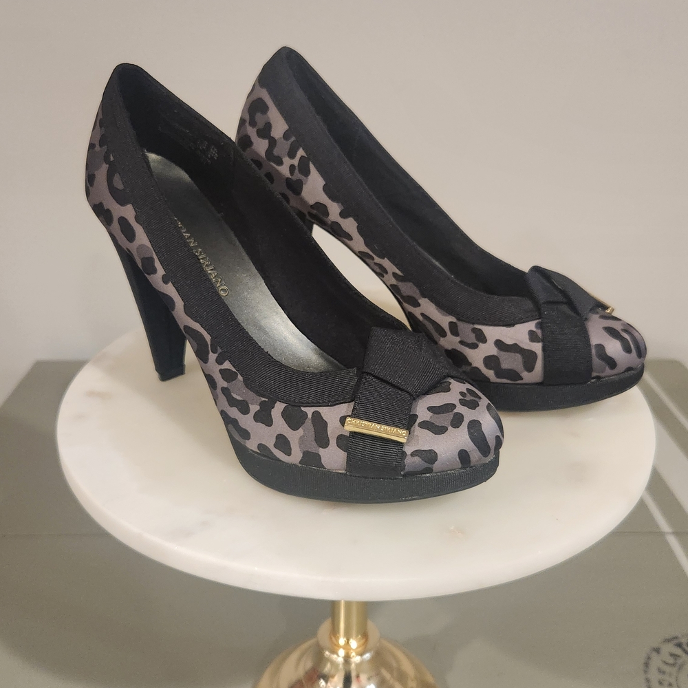 Christian Siriano Leopard Print Heels with Bow